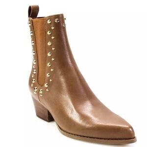 Michael Kors *Kinlee* luggage brown leather ankle boot booties Astor studs 8.5